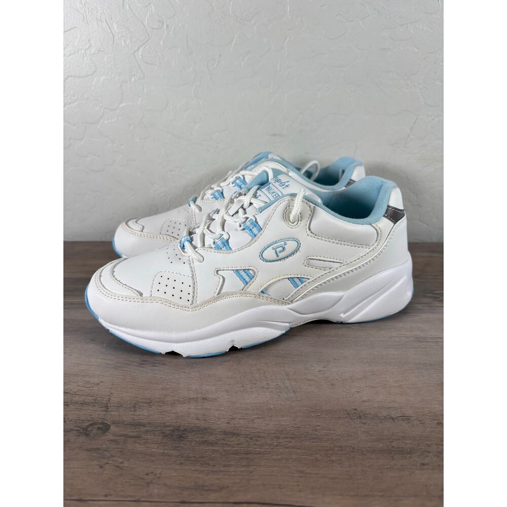 Propet Stability Walker Shoes Womens Sz 10.5 B Running‎ White & Blue Sneaker